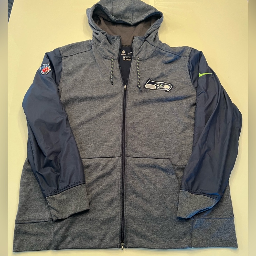 Nike Seattle Seahawks NFL Gray and Black Dri-Fit Hoodie size XXL Unisex